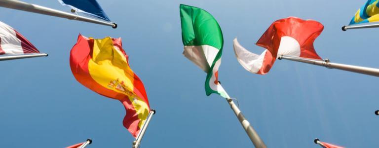 Flags from countries from around the world.