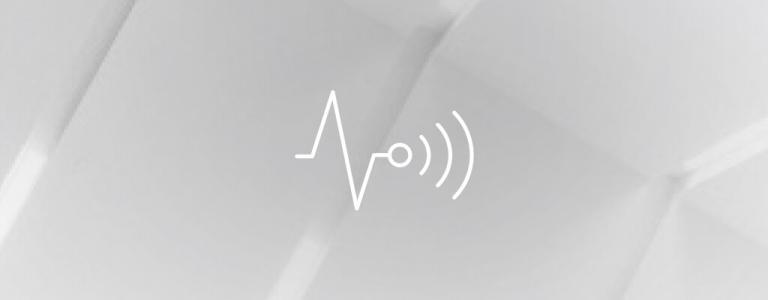Glass celling with a white insights icon in the centre